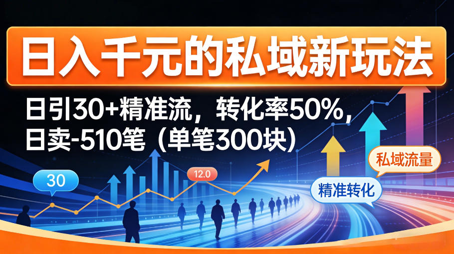 日入千米的私域新玩法：日引30＋精准流，转化率50%，日卖5-10笔(单笔300米)-鑫梵淘
