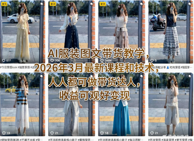 AI服装图文带货教学，2026年3月最新课程和技术，人人都可做带货达人，收益可观好变现-鑫梵淘