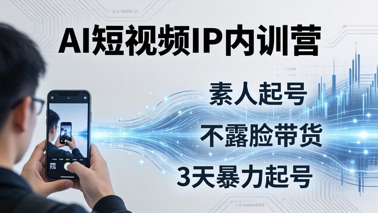 2026AI短视频IP内训营：从素人起号到不露脸带货，3天暴力起号全流程拆解-鑫梵淘