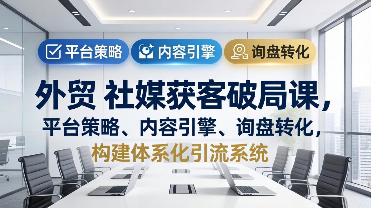 外贸 社媒获客破局课，平台策略、内容引擎、询盘转化，构建体系化引流系统(更新26年3月-鑫梵淘