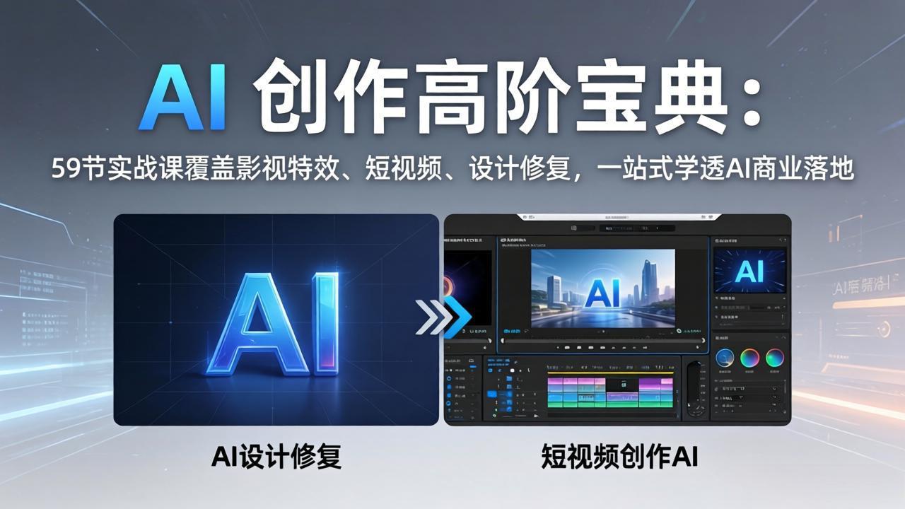 AI 创作高阶宝典：59节实战课覆盖影视特效、短视频、设计修复，一站式学透AI商业落地-鑫梵淘