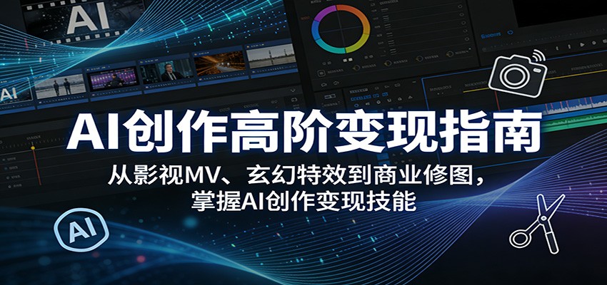 AI创作高阶变现指南：从影视MV、玄幻特效到商业修图，掌握AI创作变现技能-鑫梵淘