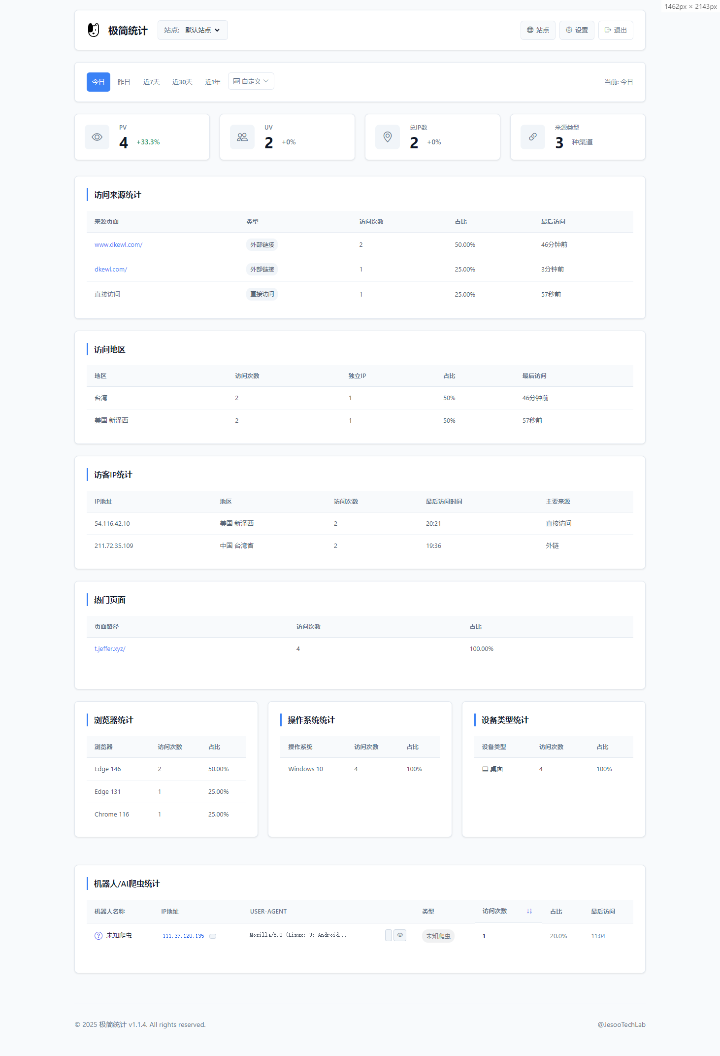 PHP网站统计系统源码 极简统计 支持本地部署-鑫梵淘