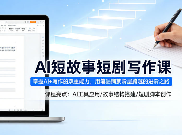 AI短故事短剧写作课，掌握AI+写作的双重能力，用笔墨铺就阶层跨越的进阶之路-鑫梵淘