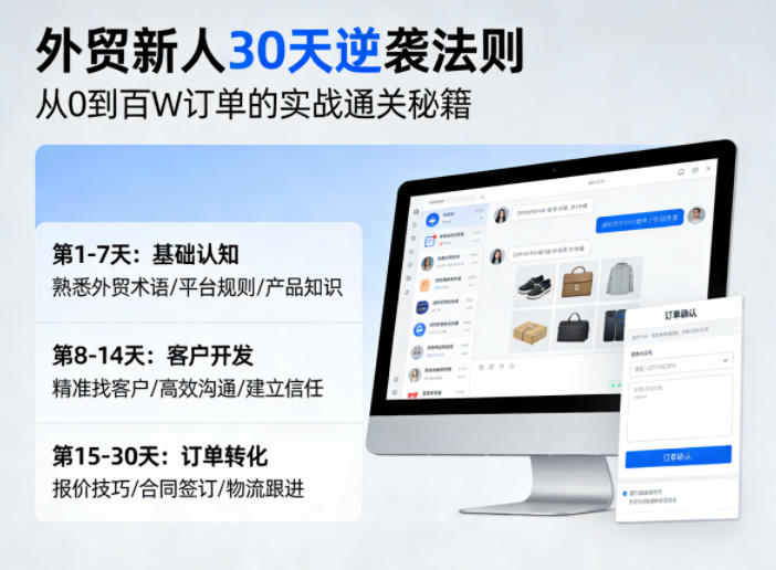 外贸新人30天逆袭法则，教你从0到百W订单的实战通关秘籍-鑫梵淘