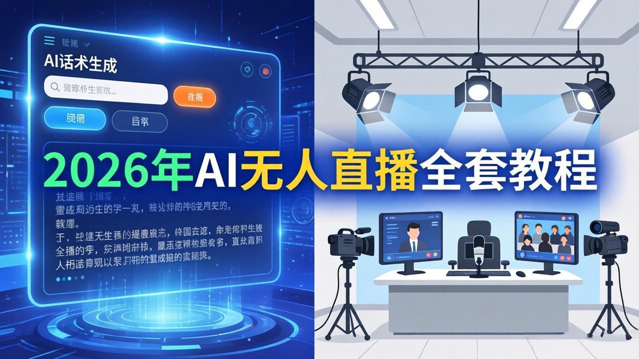 2026年AI无人直播全套教程：OBS安装+软件配置+直播间搭建+话术生成+一键开播实操-鑫梵淘