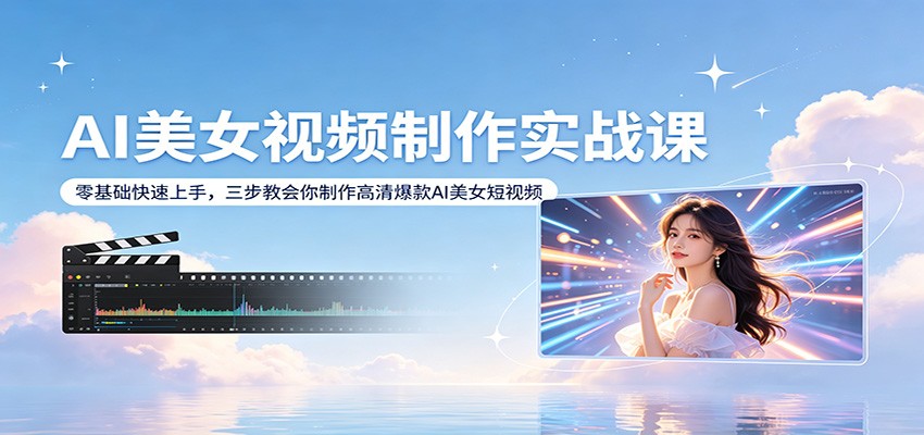 AI美女视频制作实战课：零基础快速上手，三步教会你制作高清爆款AI美女短视频-鑫梵淘