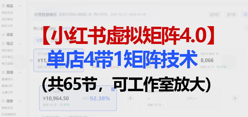 小红书虚拟矩阵4.0技术：单店4带1矩阵(共65节，可工作室放大)-鑫梵淘