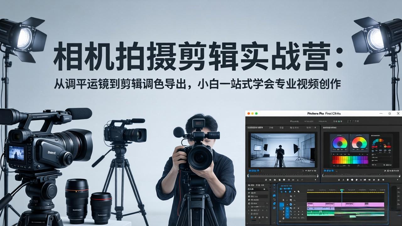 相机拍摄剪辑实战营：从调平运镜到剪辑调色导出，小白一站式学会专业视频创作-鑫梵淘