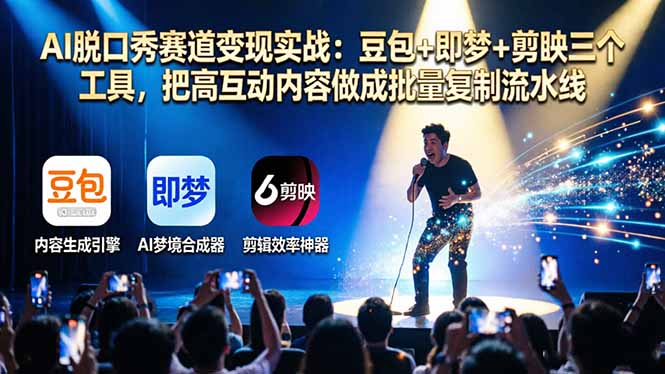 AI脱口秀赛道变现实战：豆包+即梦+剪映三个工具，把高互动内容做成批量复制流水线-鑫梵淘
