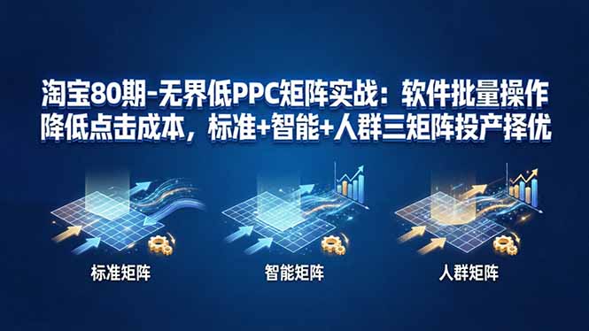 淘宝80期-无界低PPC矩阵实战：软件批量操作降低点击成本，标准+智能+人群三矩阵投产择优-鑫梵淘