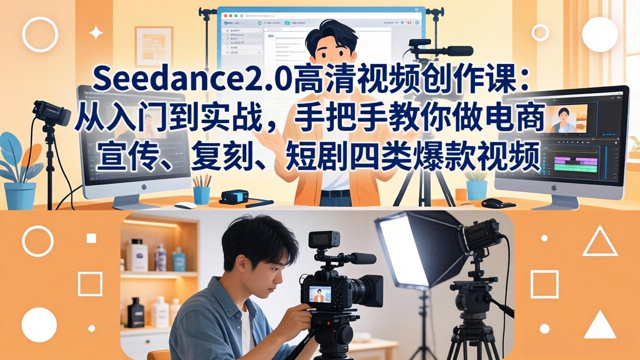 Seedance2.0高清视频创作课：从入门到实战，手把手教你做电商、宣传、复刻、短剧四类爆款视频-鑫梵淘