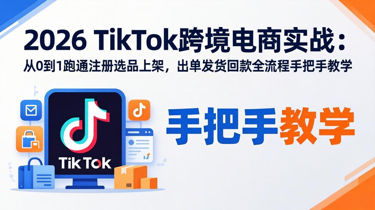2026TikTok跨境电商实战-更新：从0到1跑通注册选品上架，出单发货回款全流程手把手教学-鑫梵淘