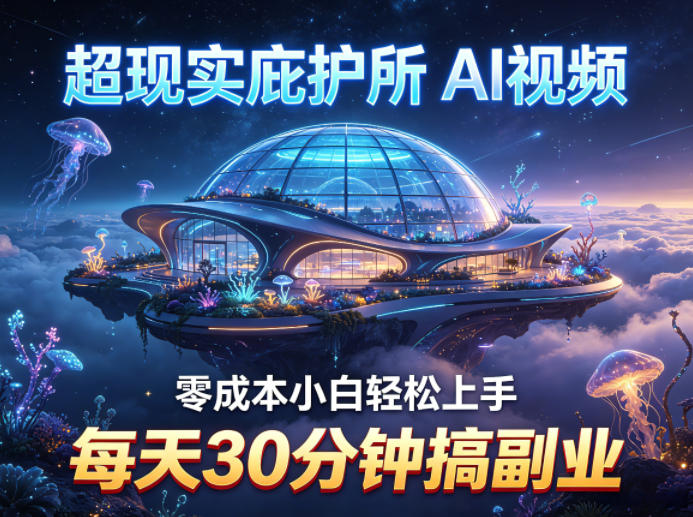 超现实庇护所AI视频项目拆解，零成本小白轻松上手，每天30分钟搞副业-鑫梵淘