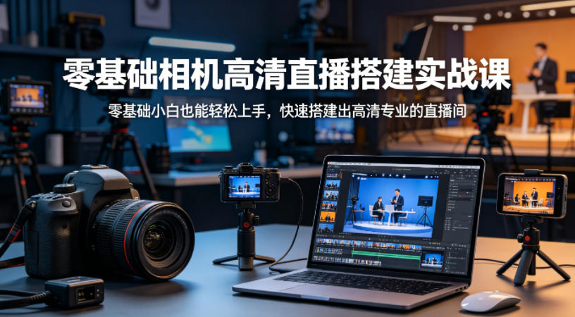 零基础相机高清直播间搭建实战课，小白也能轻松上手，快速搭建出高清专业的直播间-鑫梵淘