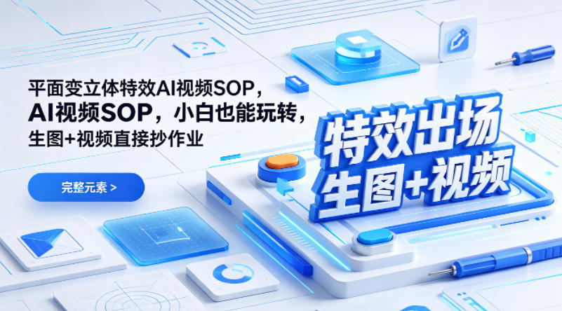 (特效出场)平面变立体特效AI视频SOP，小白也能玩转，生图+视频直接抄作业-鑫梵淘