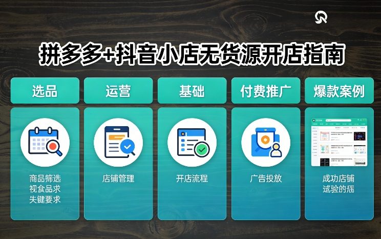 拼多多+抖音小店无货源开店，包括：选品、运营、基础、付费推广、爆款案例等(更新26年4月)-鑫梵淘