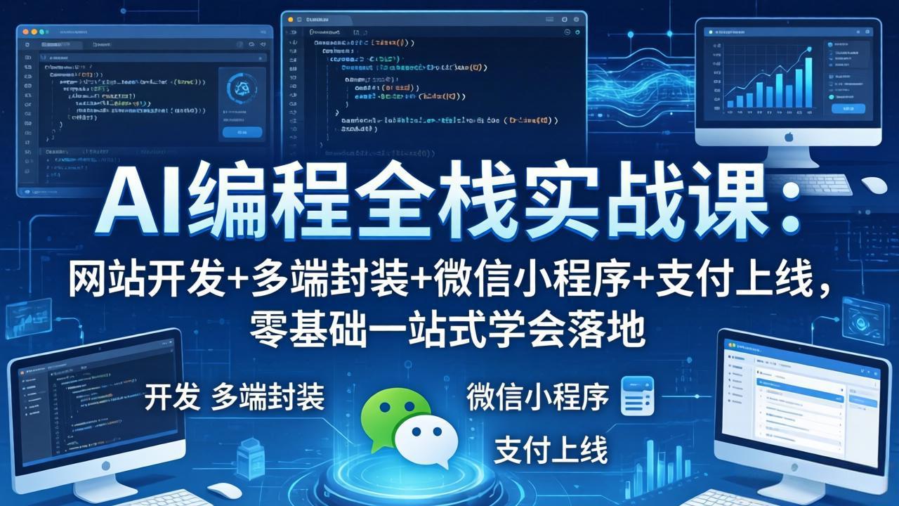 AI编程全栈实战课：网站开发+多端封装+微信小程序+支付上线，零基础一站式学会落地-鑫梵淘