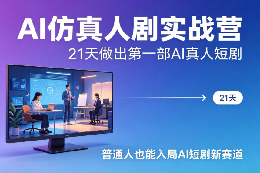 AI仿真人剧实战营，21天做出第一部AI真人短剧，普通人也能入局AI短剧新赛道(更新)-鑫梵淘