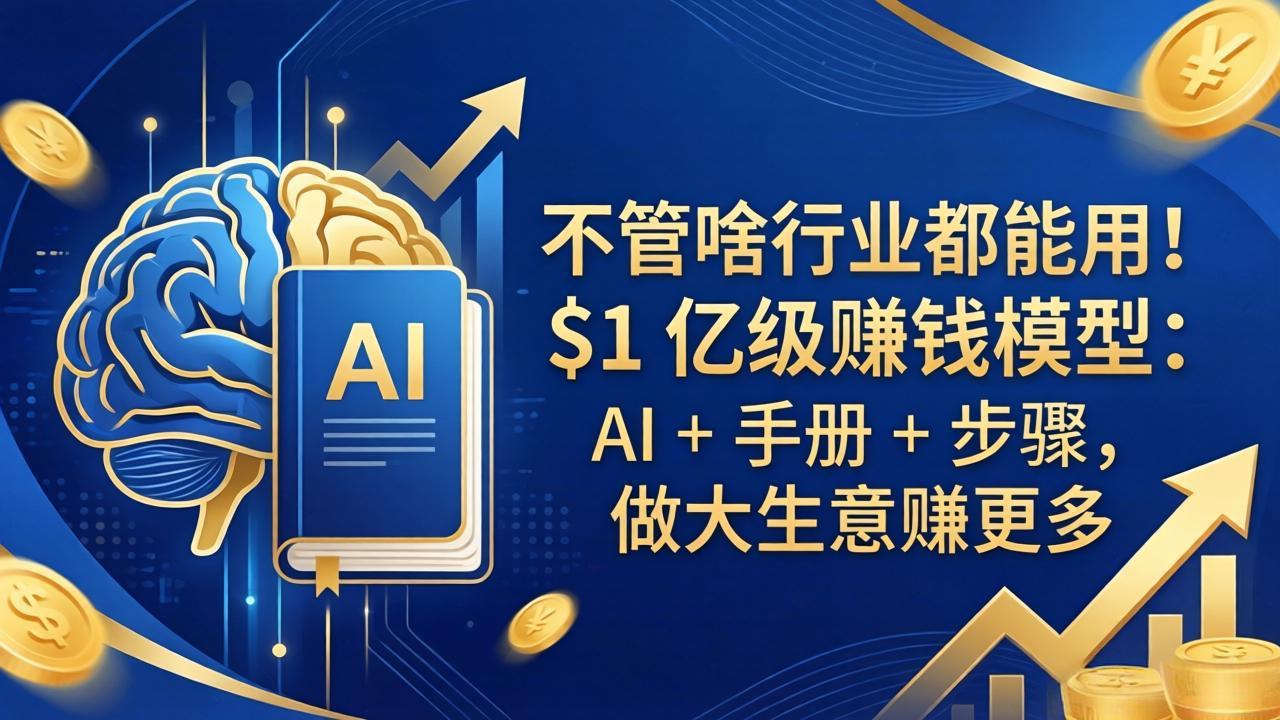 不管啥行业都能用！$1 亿级赚钱模型：AI + 手册 + 步骤，做大生意赚更多-鑫梵淘