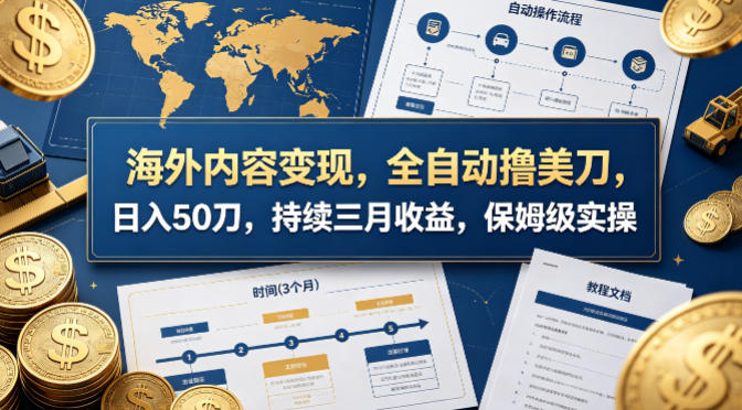 海外内容变现，全自动撸美刀，日入50刀，持续三月收益，保姆级实操【揭秘】-鑫梵淘
