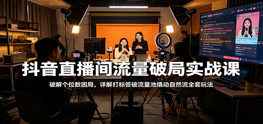 抖音直播间流量破局实战课：破解个位数困局，详解打标签破流量池撬动自然流全套玩法-鑫梵淘