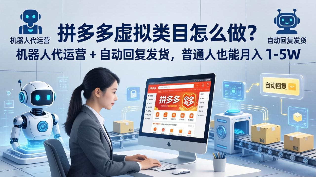 拼多多虚拟类目怎么做？机器人代运营 + 自动回复发货，普通人也能月入 1-5W-鑫梵淘