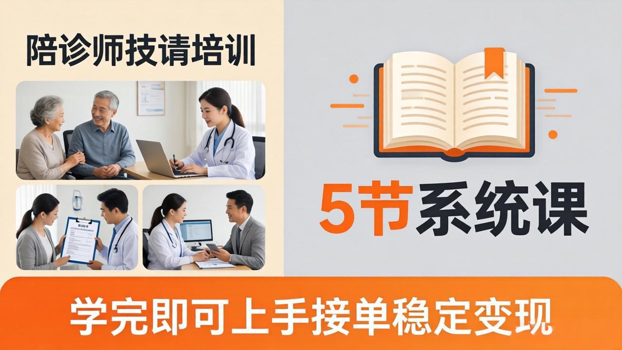 想做陪诊师不知从何下手？5节系统课教你掌握核心技能，学完即可上手接单稳定变现-鑫梵淘