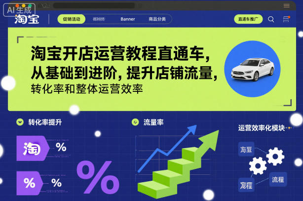 淘宝开店运营教程直通车，从基础到进阶，提升店铺流量，转化率和整体运营效率(更新26年4月20日)-鑫梵淘