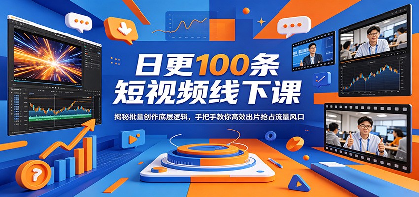 日更100条短视频线下课：揭秘批量创作底层逻辑，手把手教你高效出片抢占流量风口-鑫梵淘