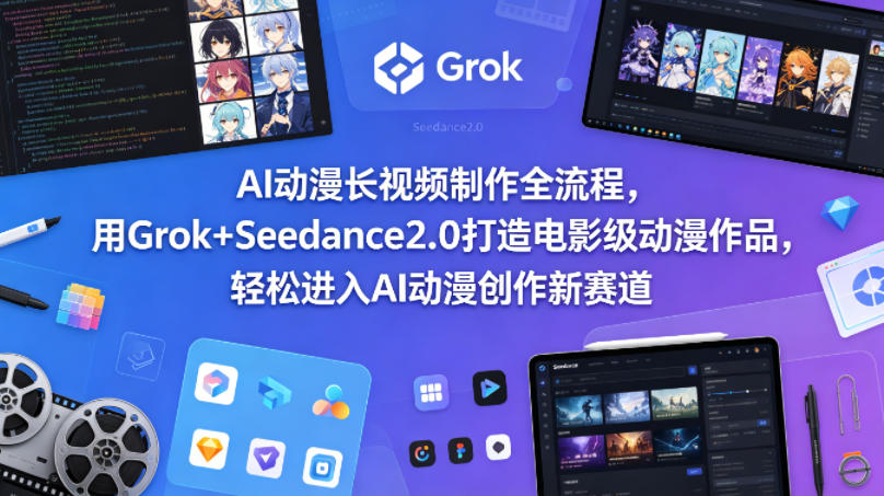 AI动漫长视频制作全流程，用Grok+Seedance2.0打造电影级动漫作品，轻松进入AI动漫创作新赛道-鑫梵淘