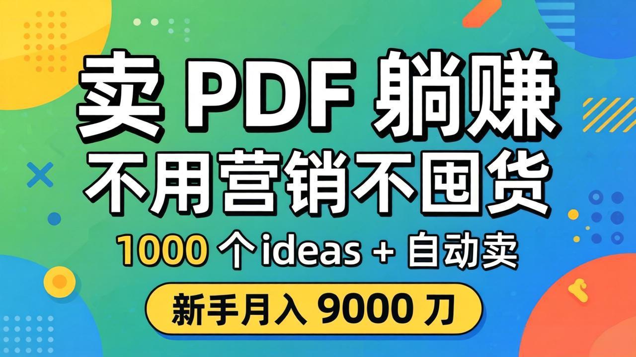卖 PDF 躺赚？不用营销不囤货，1000 个 ideas + 自动卖，新手月入 9000 刀【原创双语字幕】-鑫梵淘