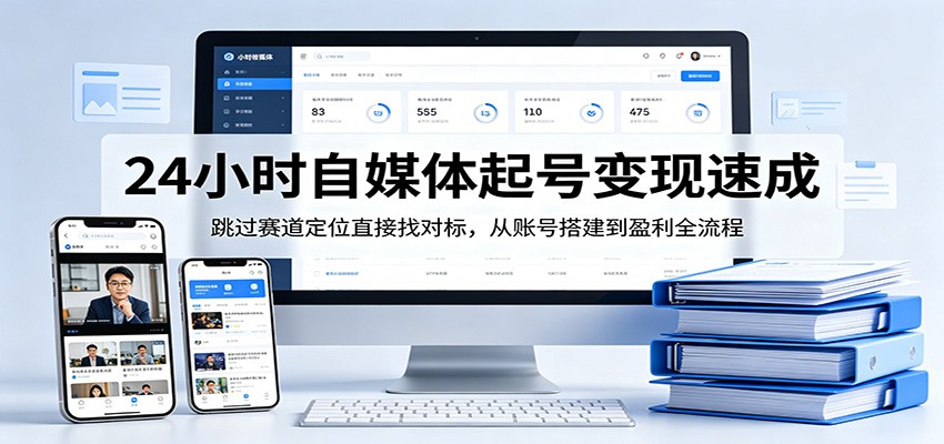 24小时自媒体起号变现速成，跳过赛道定位直接找对标，从账号搭建到盈利全流程-鑫梵淘