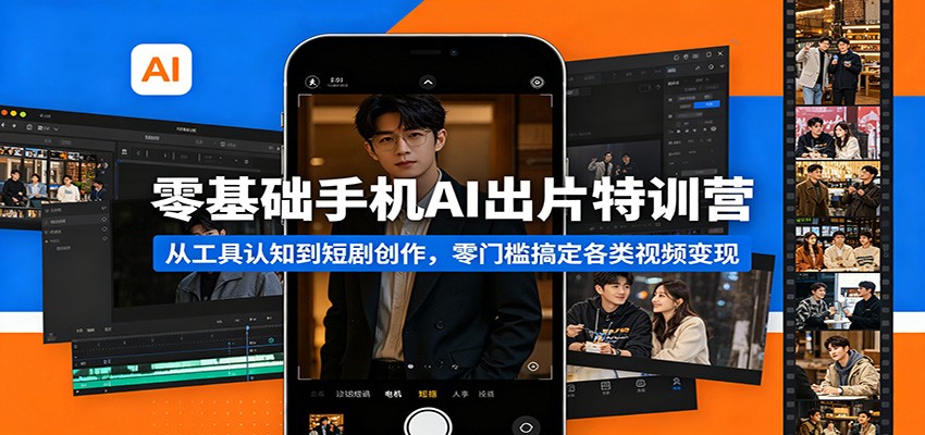 零基础手机AI出片特训营：从工具认知到短剧创作，零门槛搞定各类视频变现-鑫梵淘