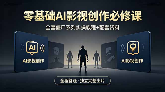零基础AI影视创作必修课，全套僵尸系列实操教程加配套资料，全程答疑带你独立完整出片-鑫梵淘