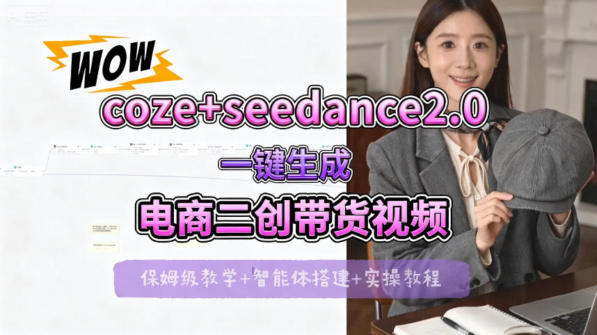 【Coze工作流搭建实操教程】seedance2.0+coze一键生成电商二创带货视频，全流程保姆级教学-鑫梵淘