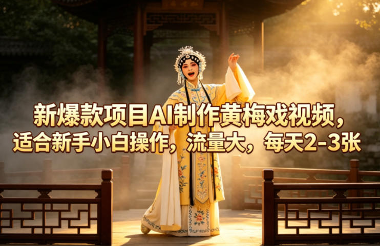新爆款项目AI制作黄梅戏视频，适合新手小白操作，流量大，每天2-3张-鑫梵淘