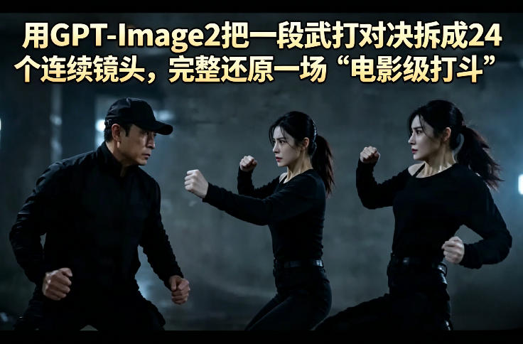 用GPT-Image2把一段武打对决拆成24个连续镜头，完整还原一场“电影级打斗”-鑫梵淘