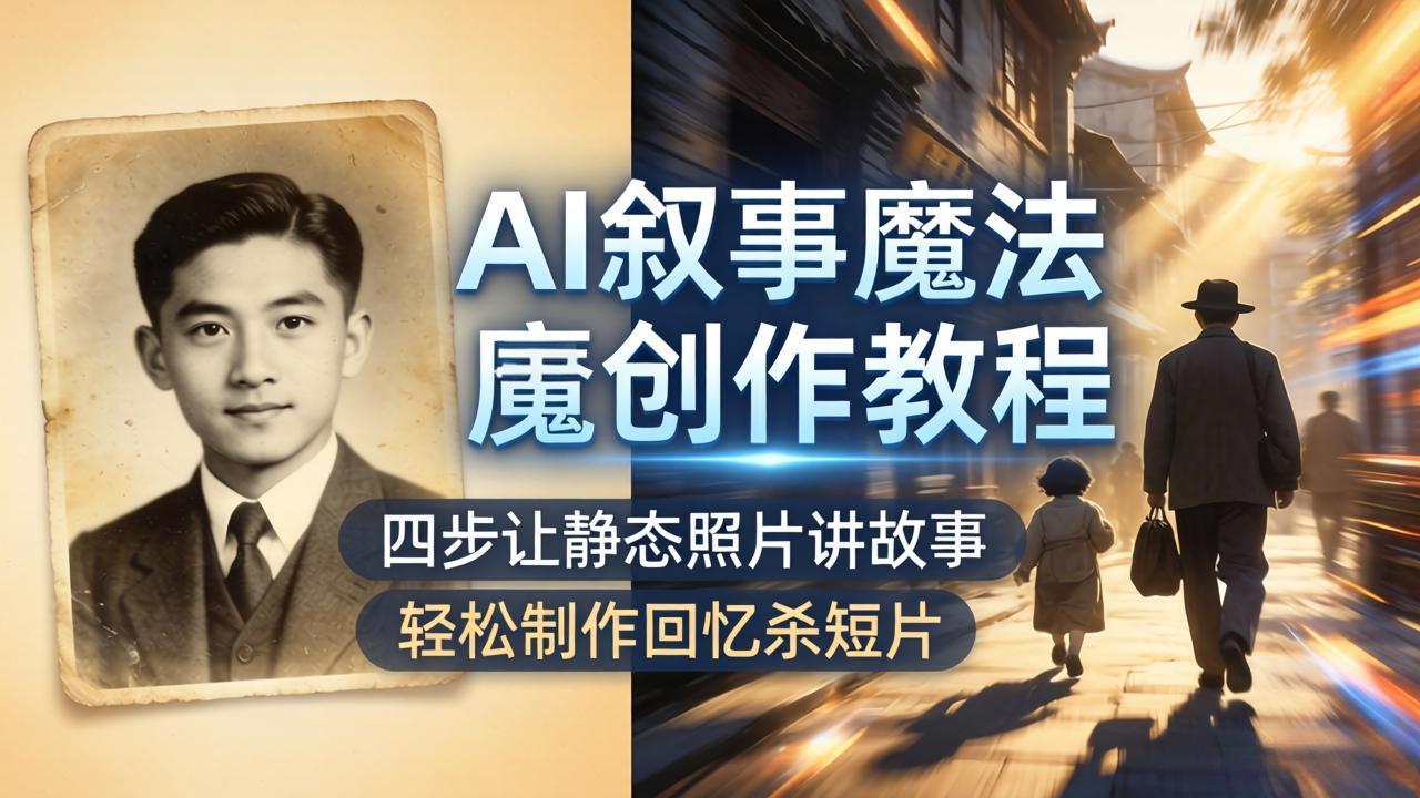 AI叙事魔法创作教程，四步让静态照片讲故事，老照片修复加动态特效，轻松制作回忆杀短片-鑫梵淘