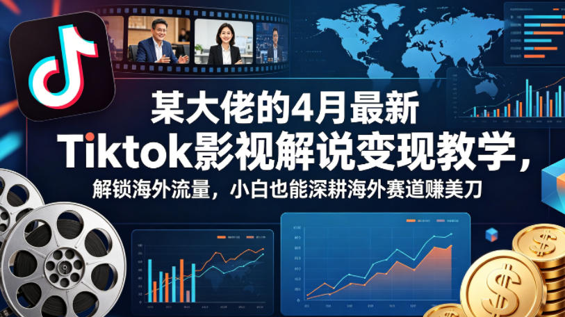 某大佬的4月最新Tiktok影视解说变现教学，解锁海外流量，小白也能深耕海外赛道賺美刀-鑫梵淘