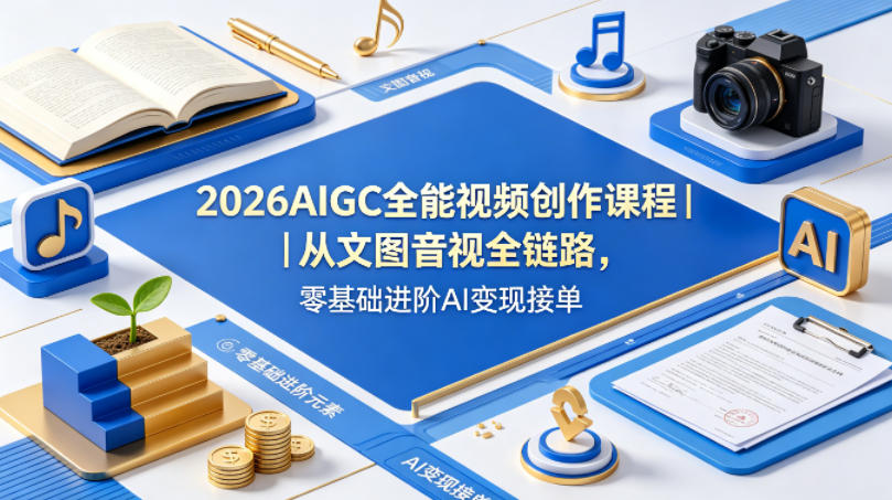 2026AIGC全能视频创作课程｜从文图音视全链路，零基础进阶AI变现接单-鑫梵淘