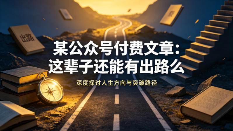 某公众号付费文章：这辈子还能有出路么-鑫梵淘