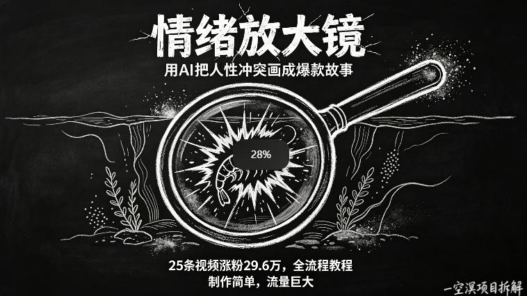 AI制作“情绪放大镜“视频，25条视频涨粉29.6W粉，流量巨大，制作简单，全流程教程-鑫梵淘
