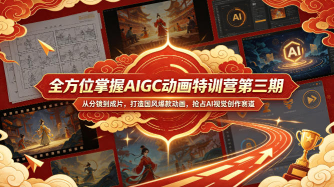 全方位掌握AIGC动画特训营第三期，从分镜到成片，打造国风爆款动画，抢占AI视觉创作赛道红利-鑫梵淘