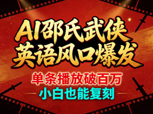 AI邵氏武侠英语风口爆发，单条播放破百万，小白也能复刻-鑫梵淘