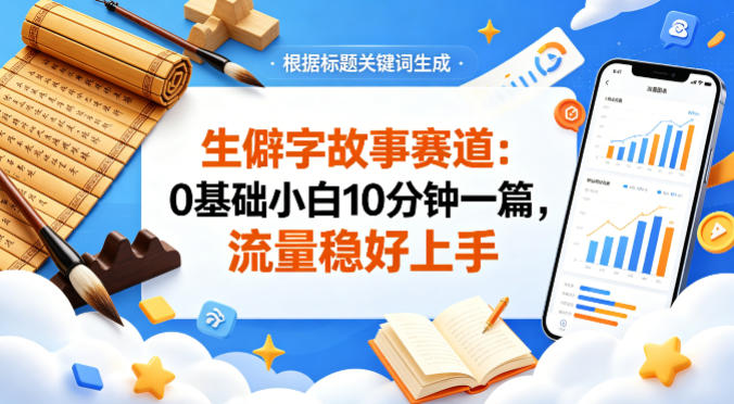 公众号流量主——生僻字故事赛道，流量稳，好上手，0基础小白也能10分钟一篇-鑫梵淘