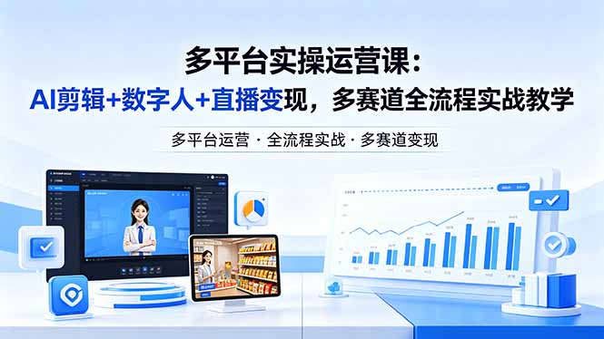 某团队多平台实操运营课-更新26年4月29：AI剪辑+数字人+直播变现，多赛道全流程实战教学-鑫梵淘