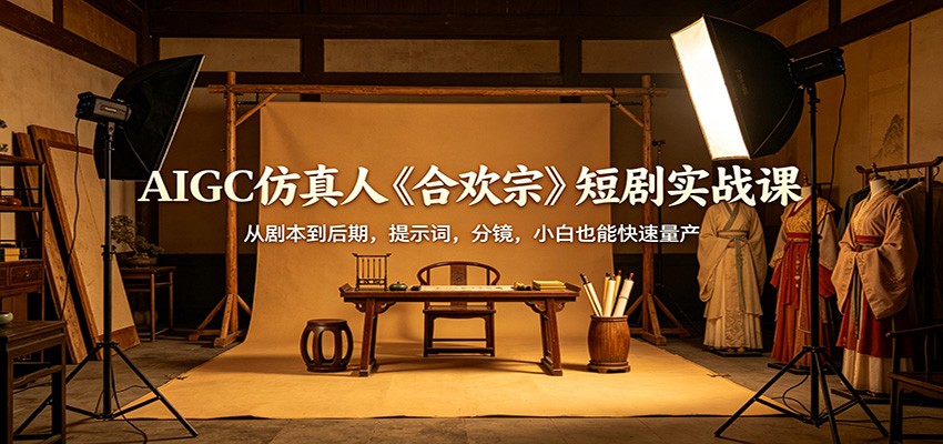 AIGC仿真人《合欢宗》短剧实战课：从剧本到后期，提示词，分镜，小白也能快速量产-鑫梵淘