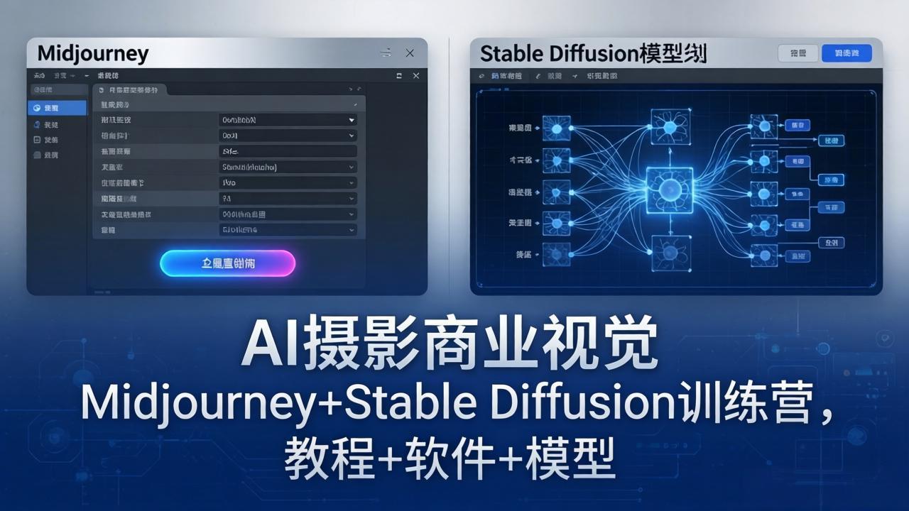AI摄影商业视觉Midjourney+Stable Diffusion训练营，教程+软件+模型-鑫梵淘