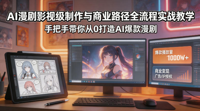 AI漫剧影视级制作与商业路径全流程实战教学，手带你从0打造AI爆款漫剧-鑫梵淘